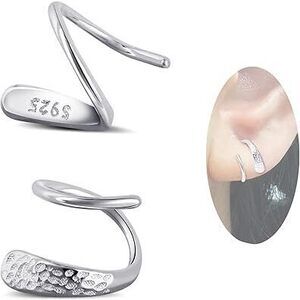 Tiny Double Hoop Earring S925 Sterling Silver Small Hammer Texture Hoop